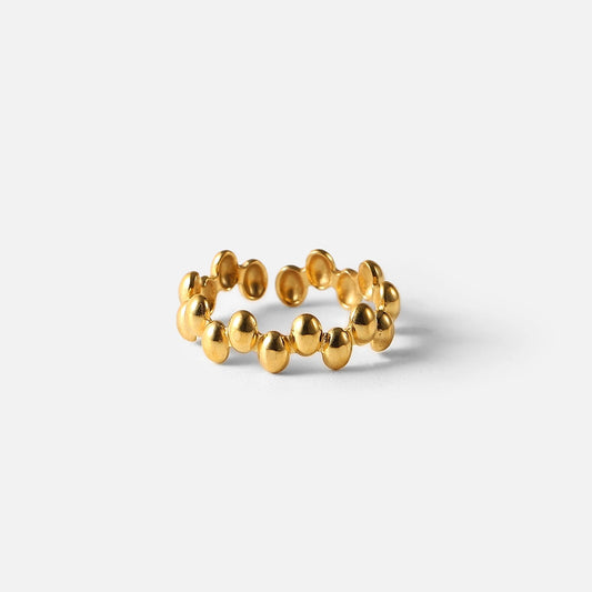 Golden beads adjustable ring