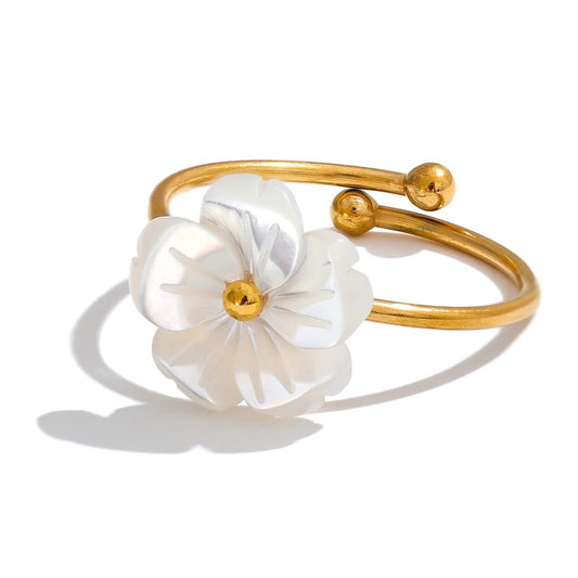 Shell Flower Ajustable Ring