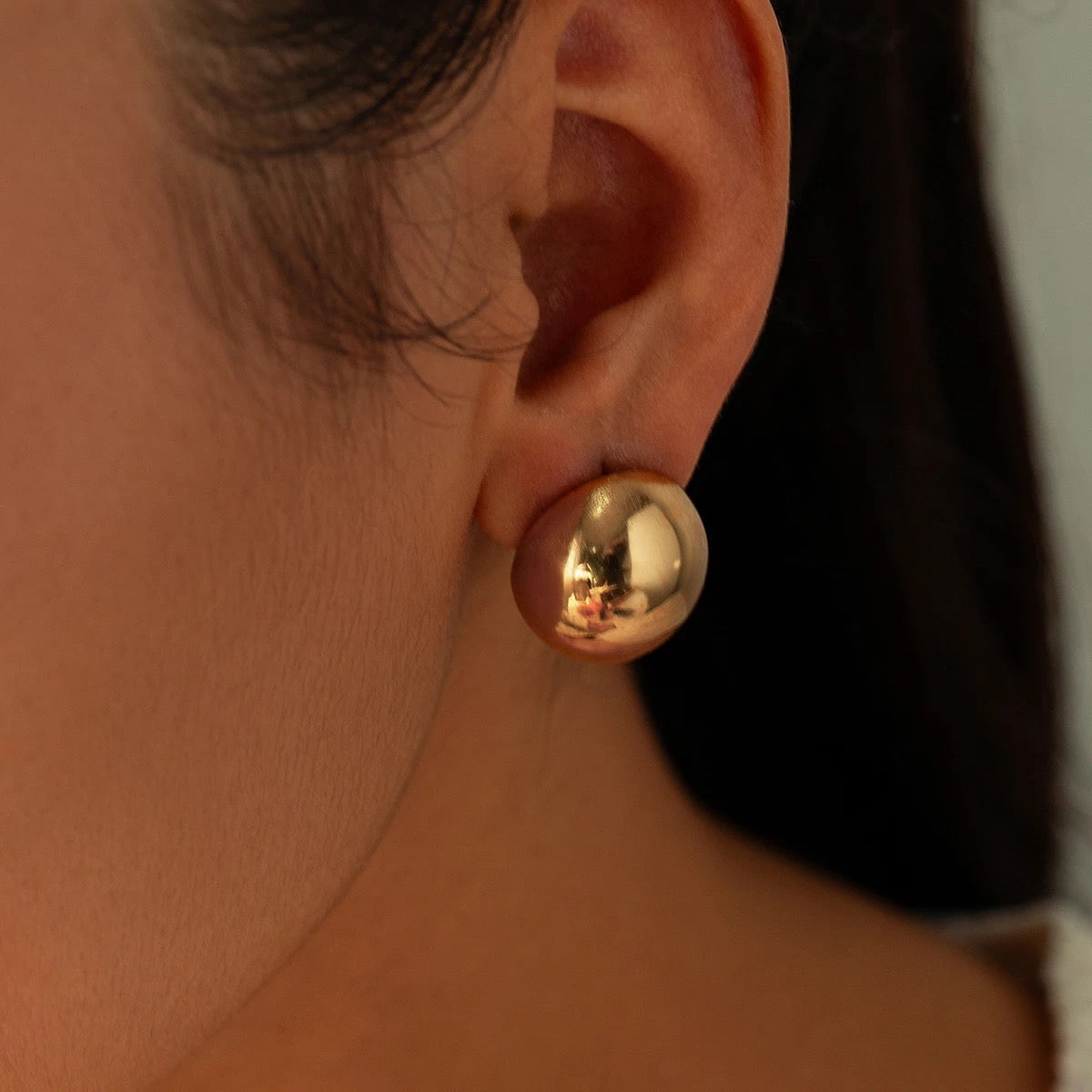 Gold chunky stud earrings