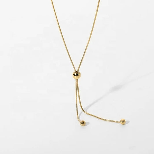 Gold snake beads pedant adjustable necklace