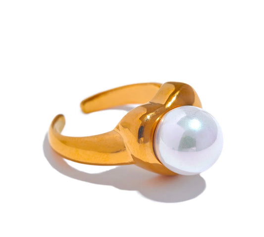 Pearl heart adjustable ring