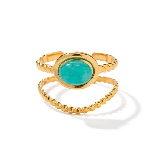 Agate natural stone adjustable ring