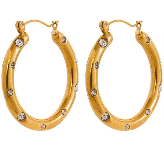 White cubic zircon hoop earrings