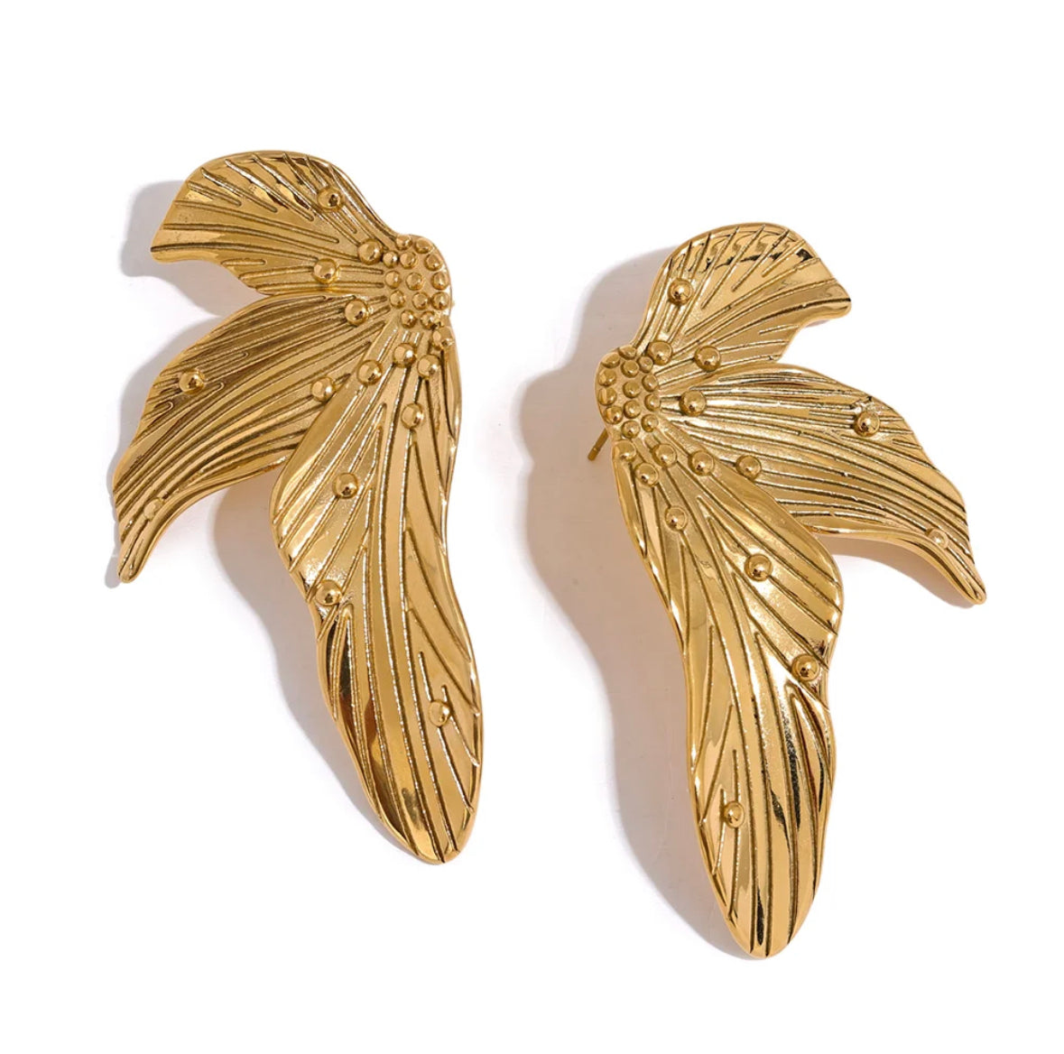 Leaf statement stud earrings