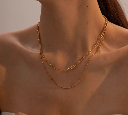 Double layer paper clip necklace