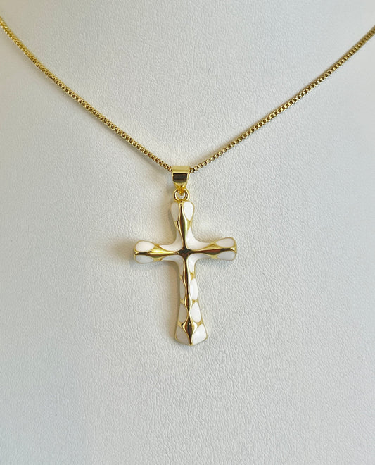 White cross necklace