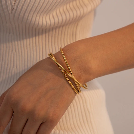 Three layer cuff bracelet