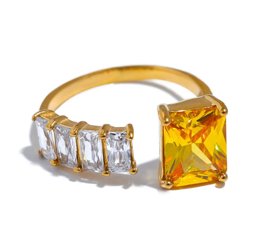 Yellow elegant adjustable ring