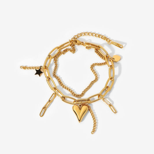 Double layer heart bracelet