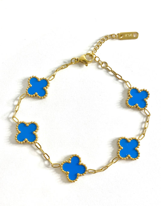 Blue clover paper clip bracelet