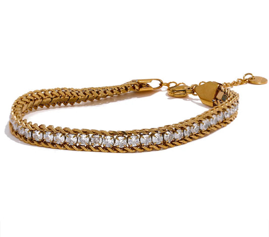 Shiny Cubic Zirconia Chain Bracelet