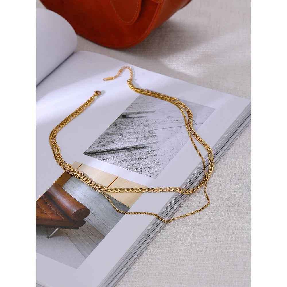 Double layer chain necklace