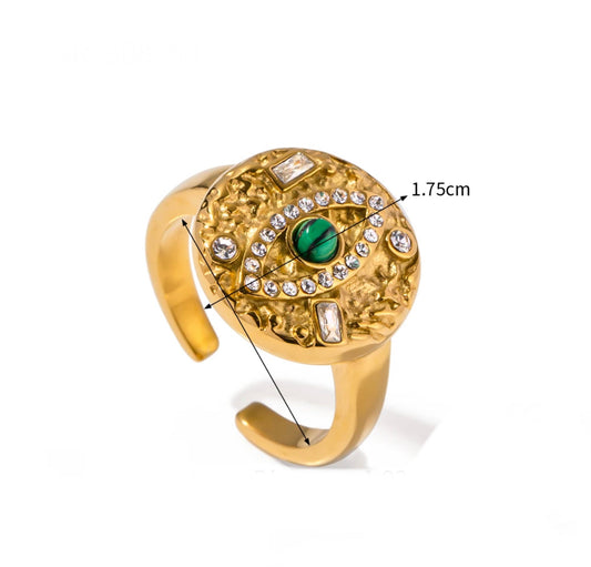 Evil eye adjustable ring