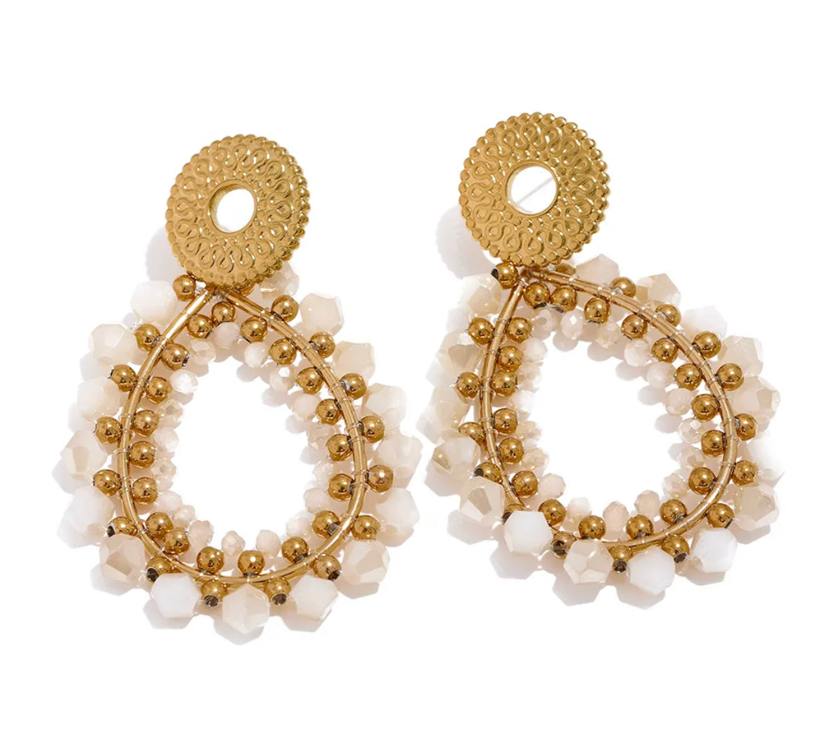 Crystal beads long earrings