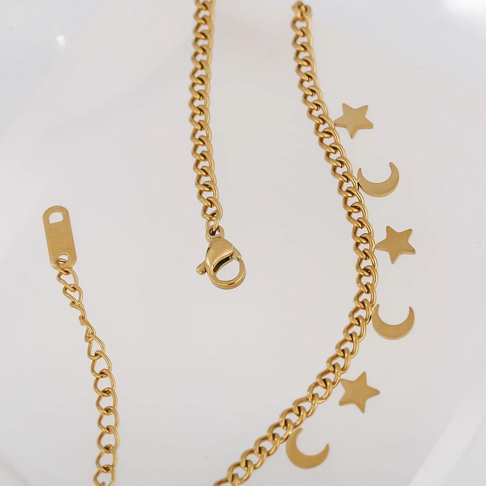 Moon and star necklace