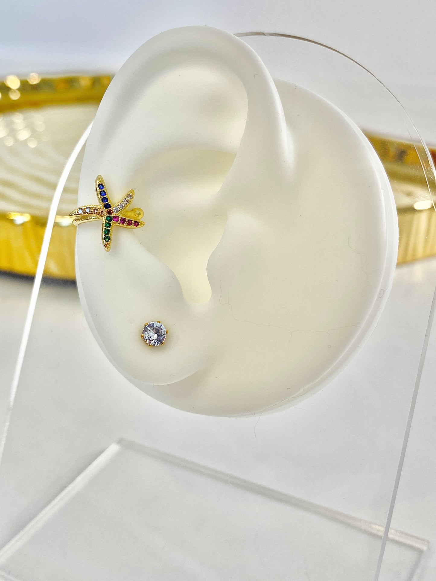Colorful star cuff earring