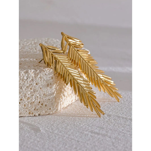 Leaf statement stud earrings
