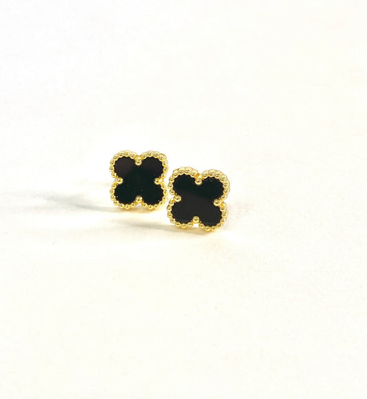 Black clover stud earrings
