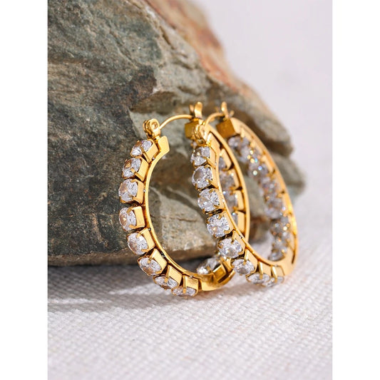 Bling cubic zirconia hoop earrings
