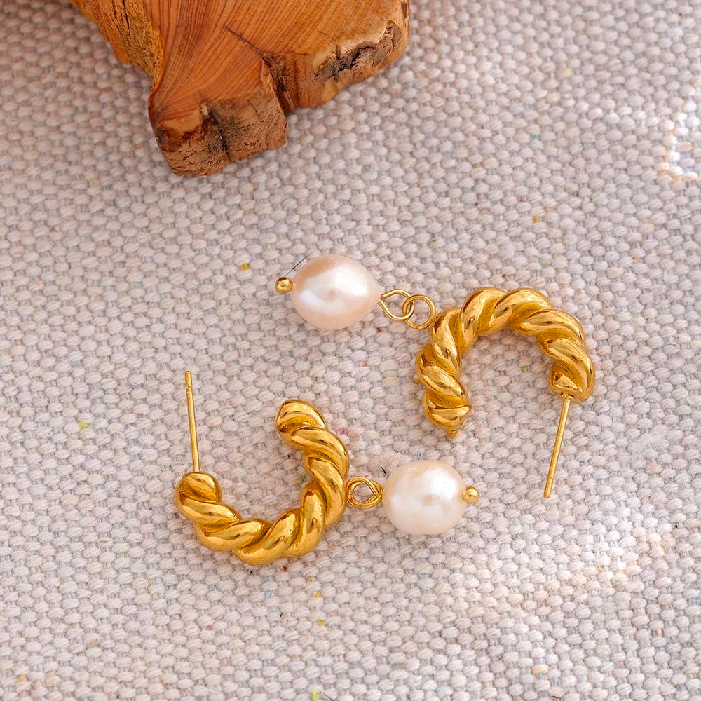 Pearl drop stud earrings