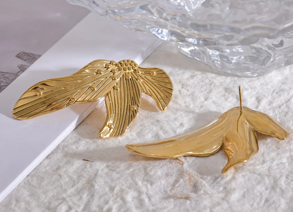 Leaf statement stud earrings
