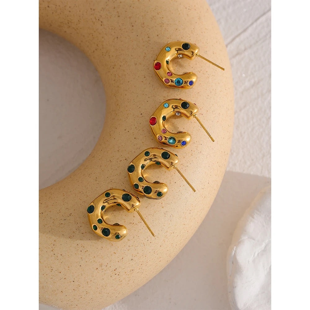 Colorful hoop stud earrings