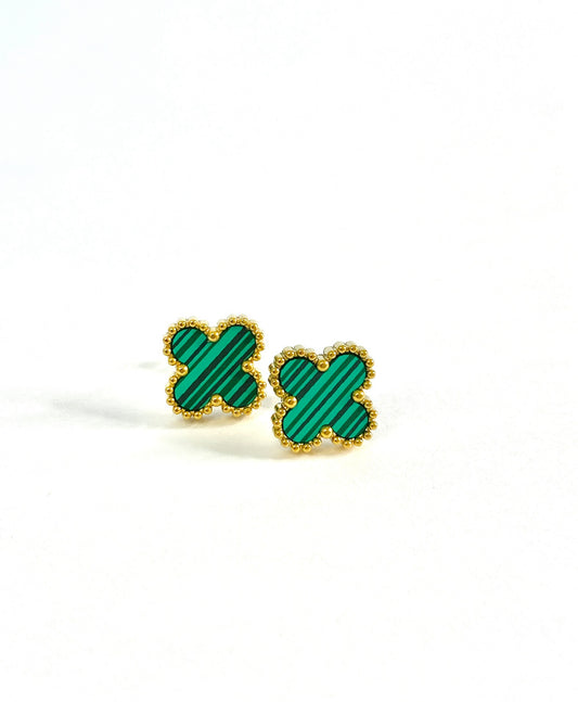 Green clover stud earrings