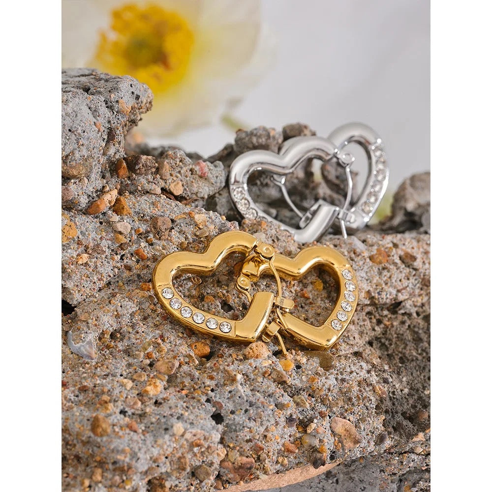 Gold heart hoop earrings