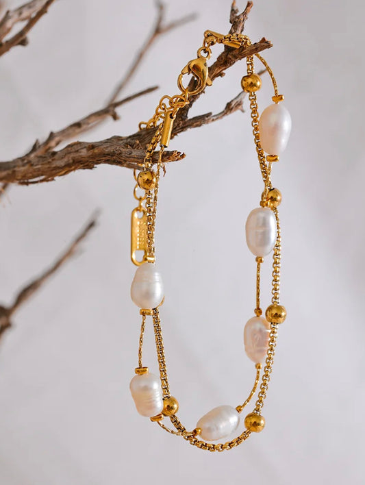 Double layer pearl bracelet