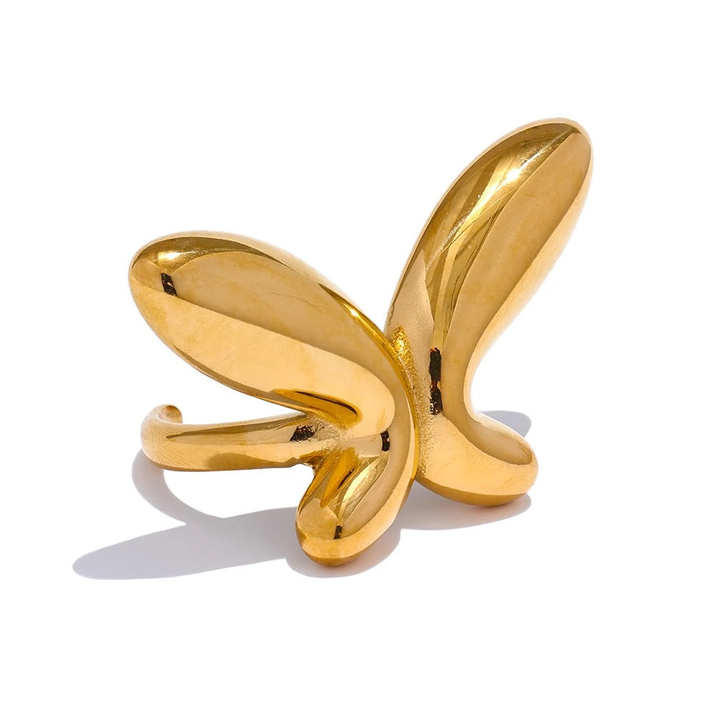Statement butterfly adjustable ring