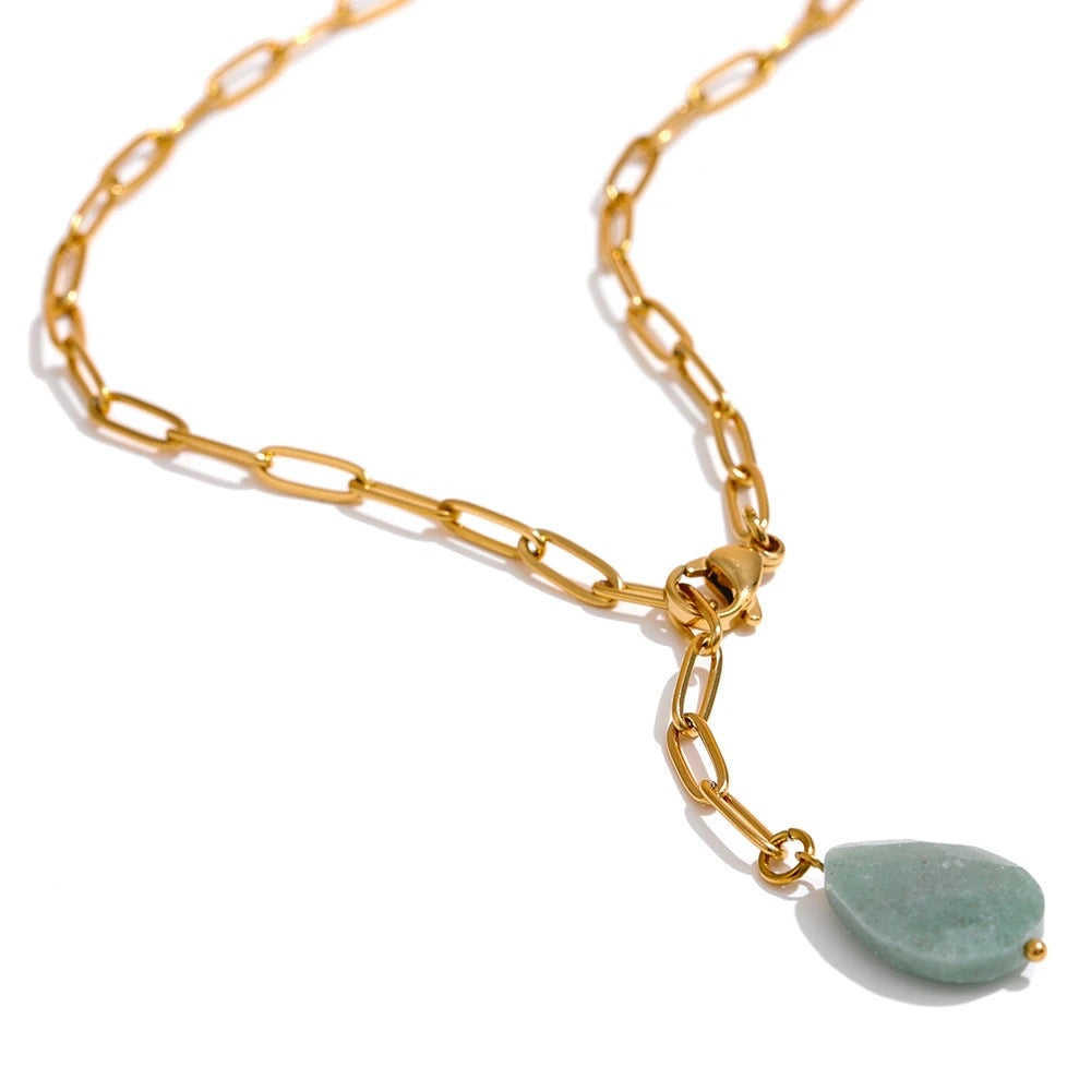 Agate  stone paper clip necklace