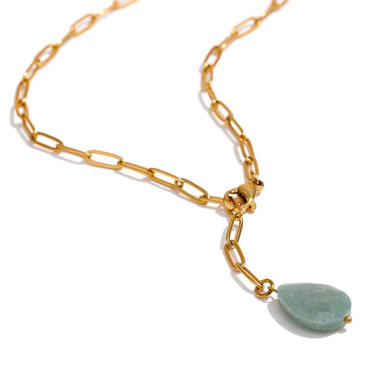 Agate  stone paper clip necklace