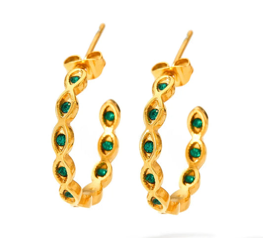Evil eye hoop stud earrings