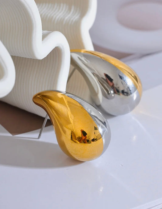Two tone water drop earrings