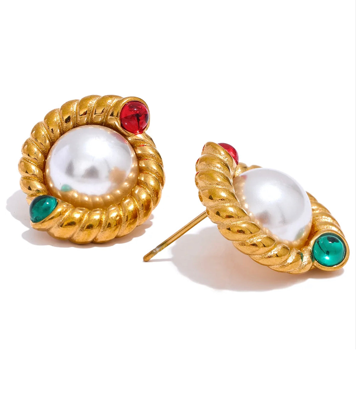 Pearl colorful stud earrings