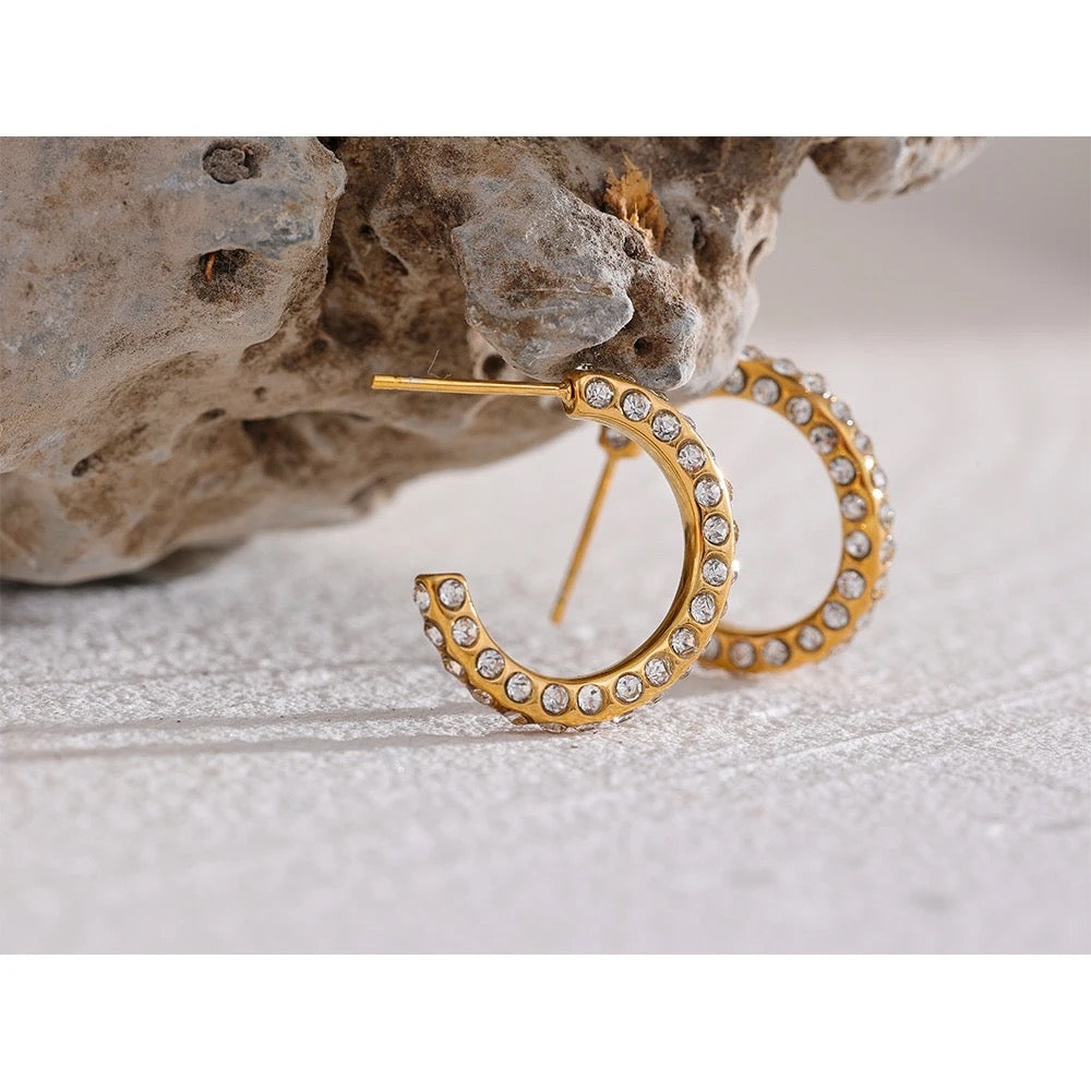 Sparkly hoop stud earrings