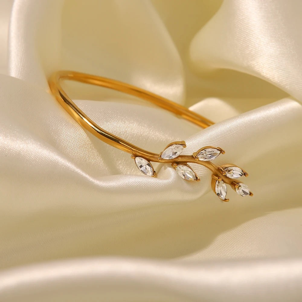 White leaf cuff bracelet