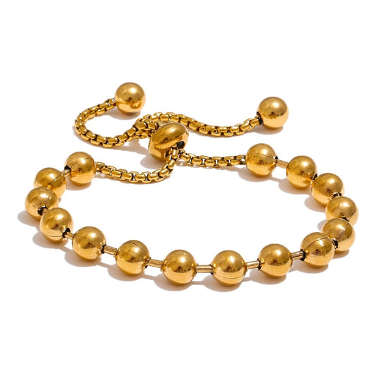 Gold Plated Metal Beads Chain Ajustable Bracelet