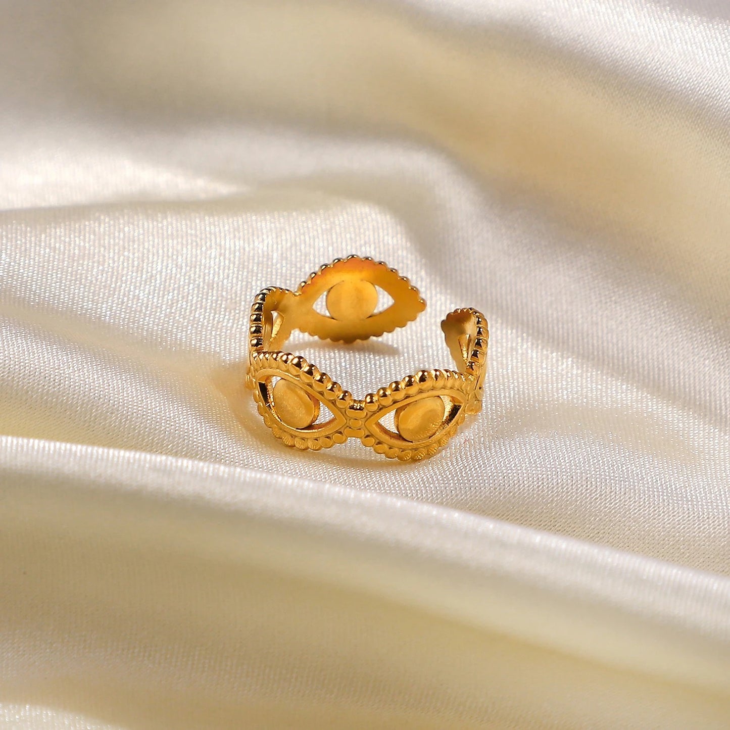 Evil eye adjustable ring