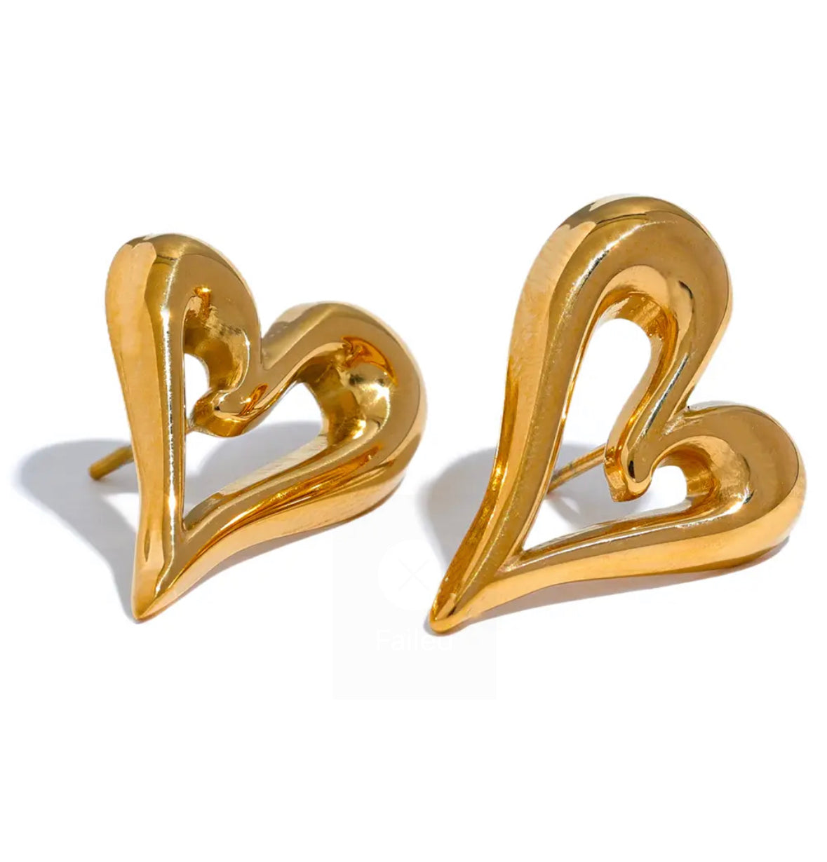 Gold heart stud earrings