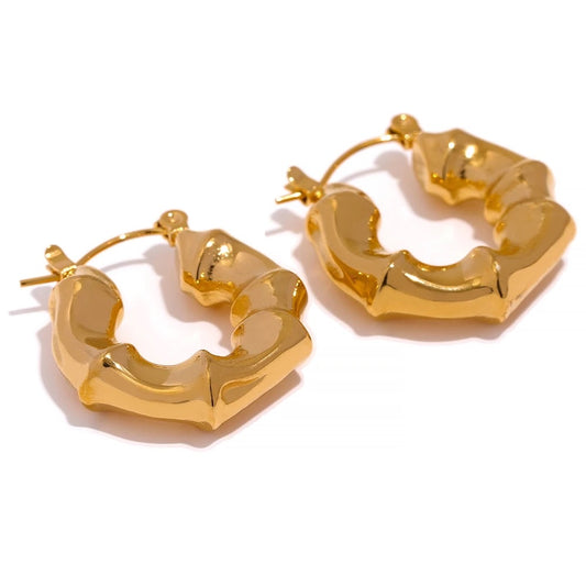 Bamboo gold hoop earrings