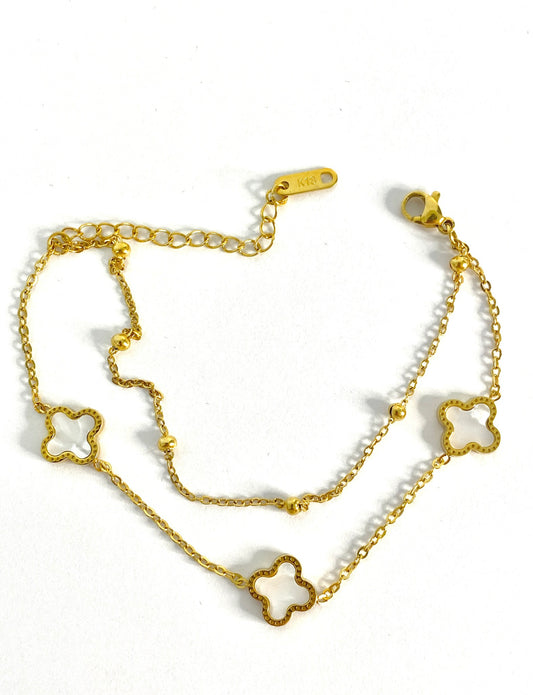 White clover double bracelet