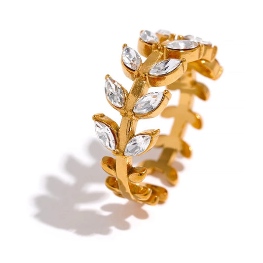 White leaf adjustable ring