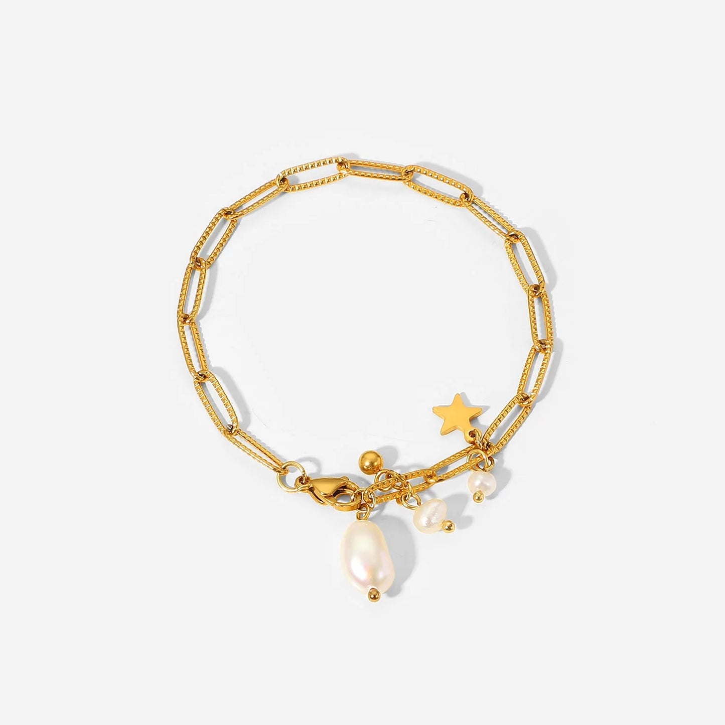 Star pearls paper clip bracelet