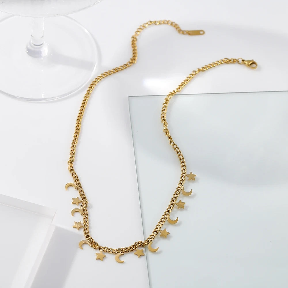 Moon and star necklace