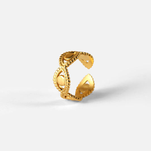 Evil eye adjustable ring