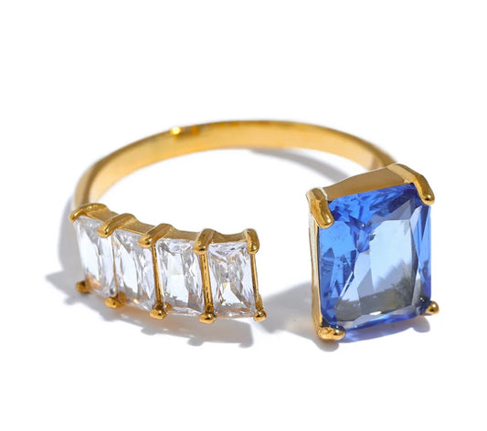 Blue elegant adjustable ring
