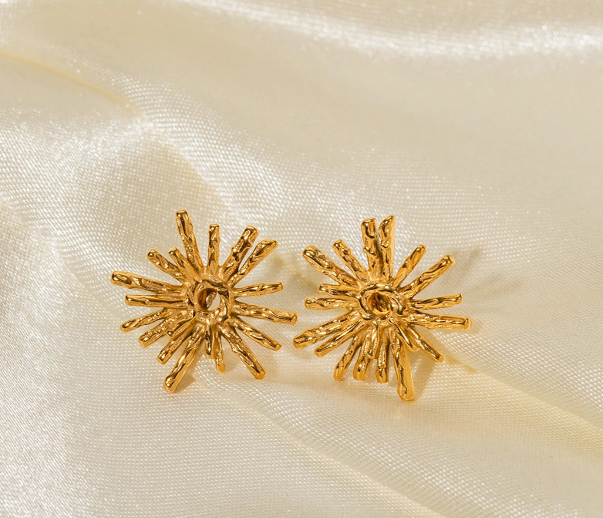 Gold sunburst stud earrings