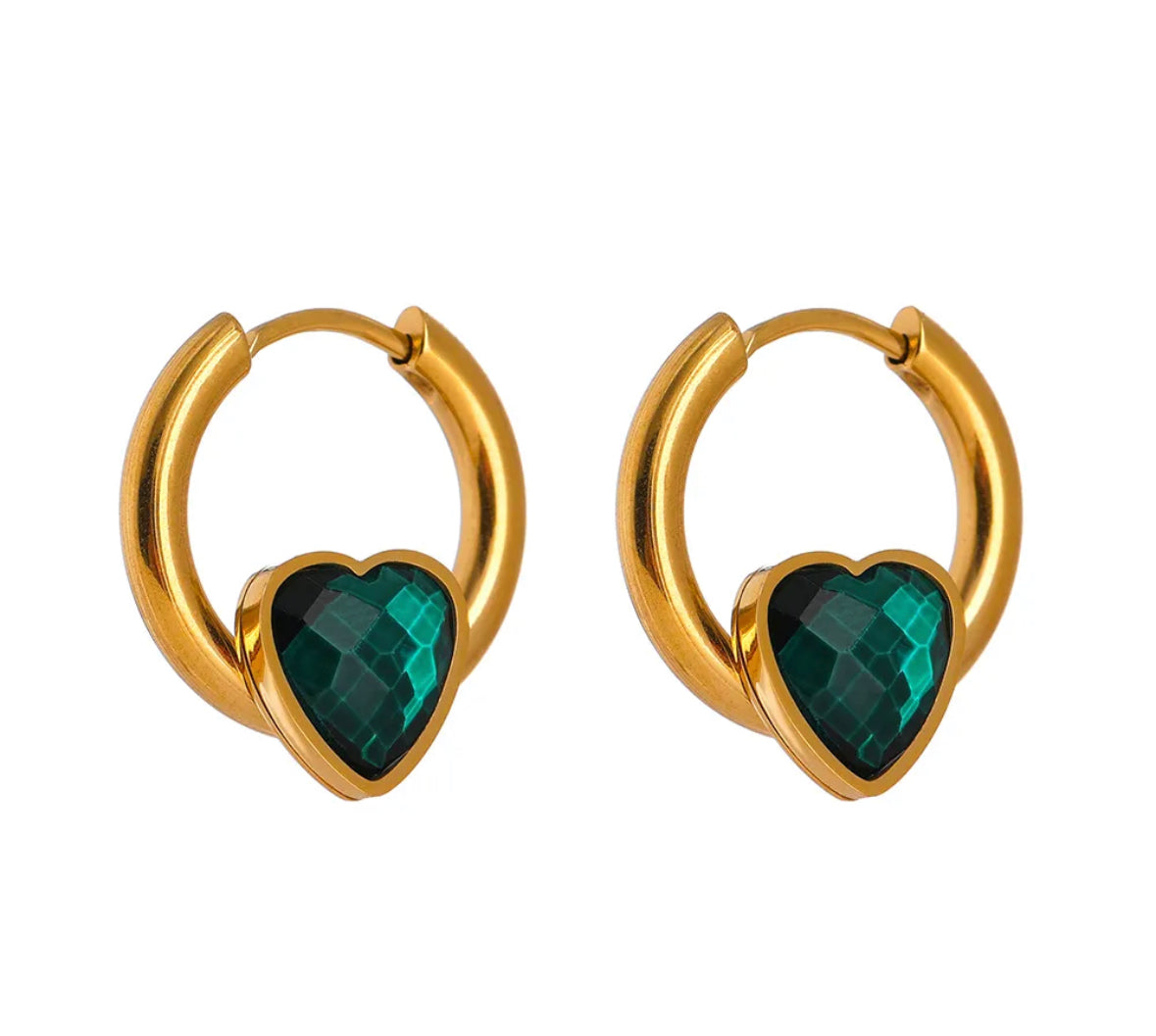 Heart huggie hoop earrings