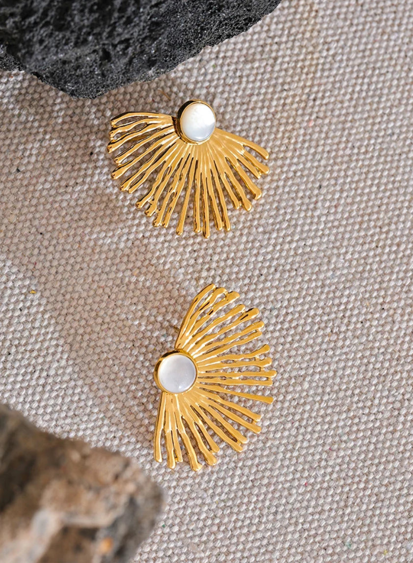 Natural shell statement earrings